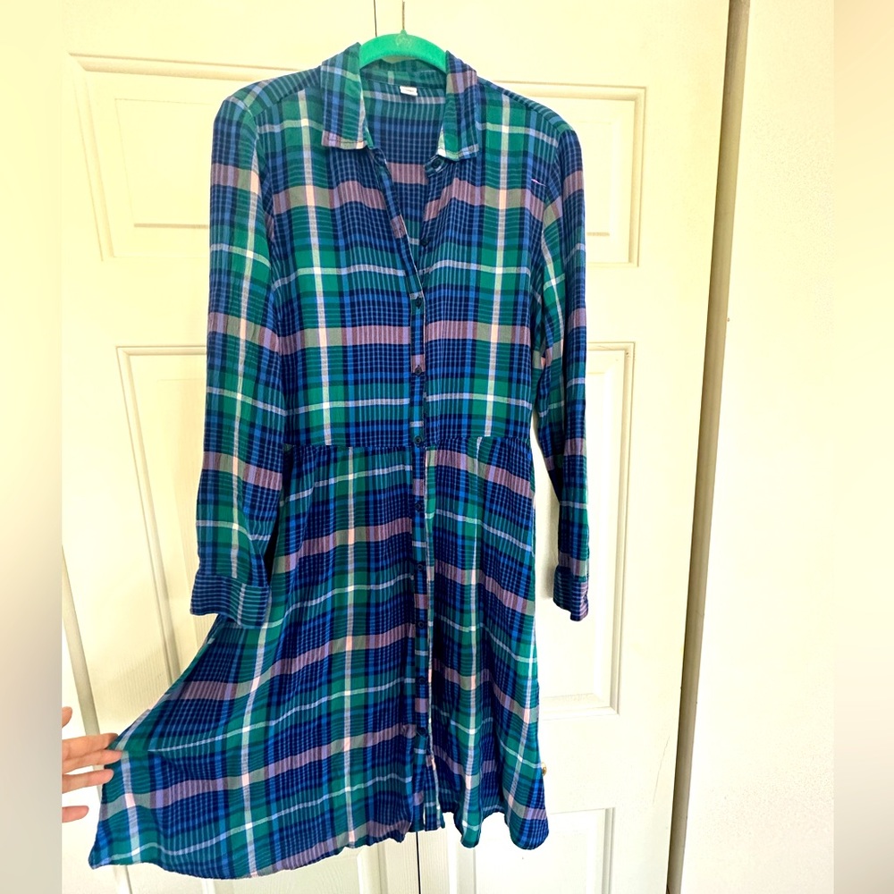Old Navy Blue Midi Shirt Dress